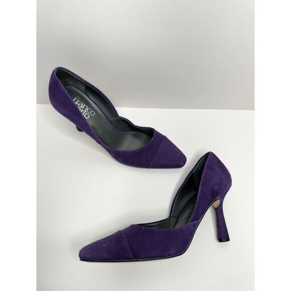 Franco Sarto Pumps Womens Size 9 Leather Suede Purple Slip On Casual Heels - Picture 8 of 12